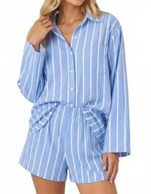 NEW SWEETKAMA hamptons strip top and bottom set in blue